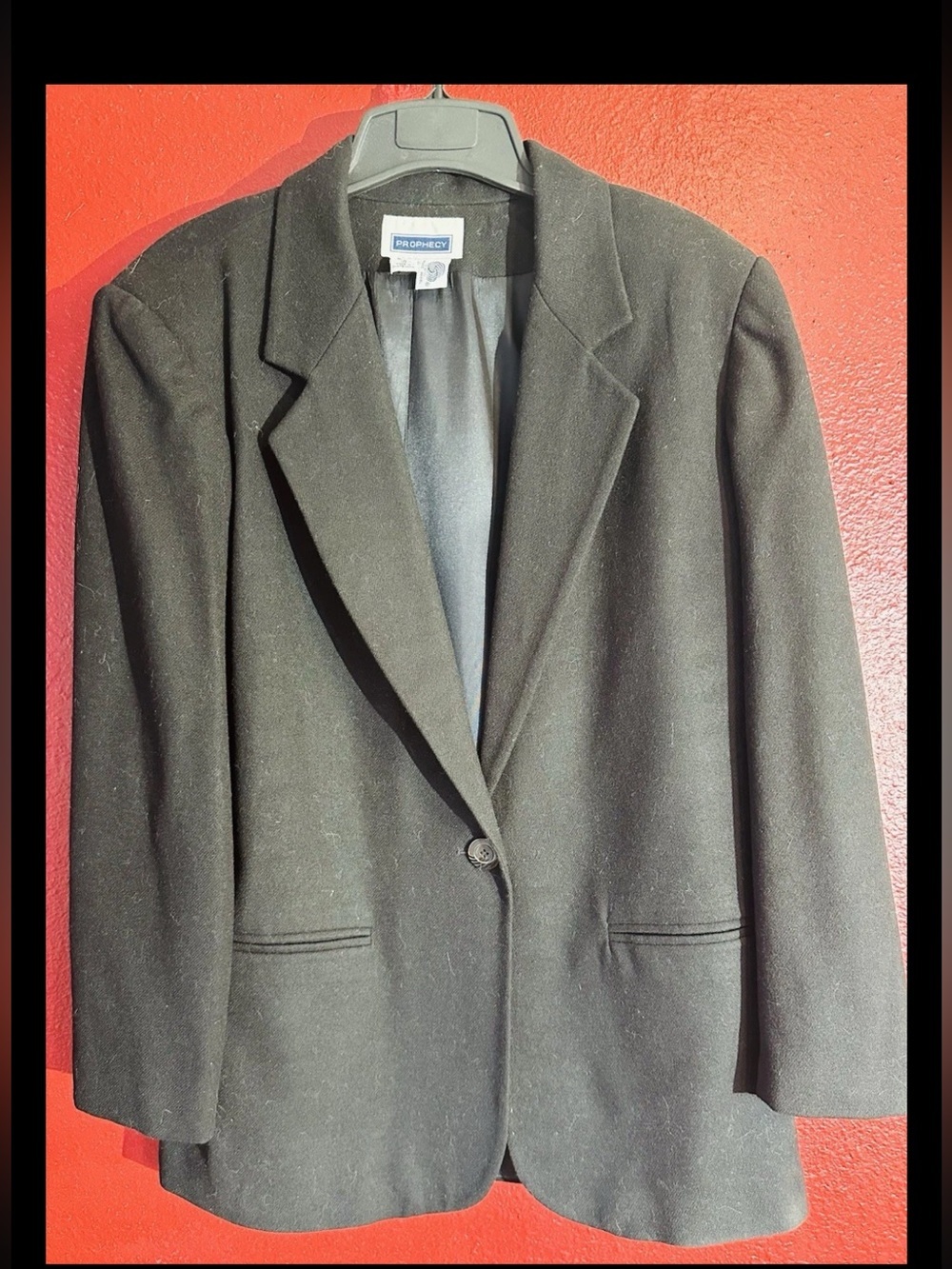 Vintage Prophecy Women’s Black Houndstooth 100% Wool Blazer Jacket Size 12